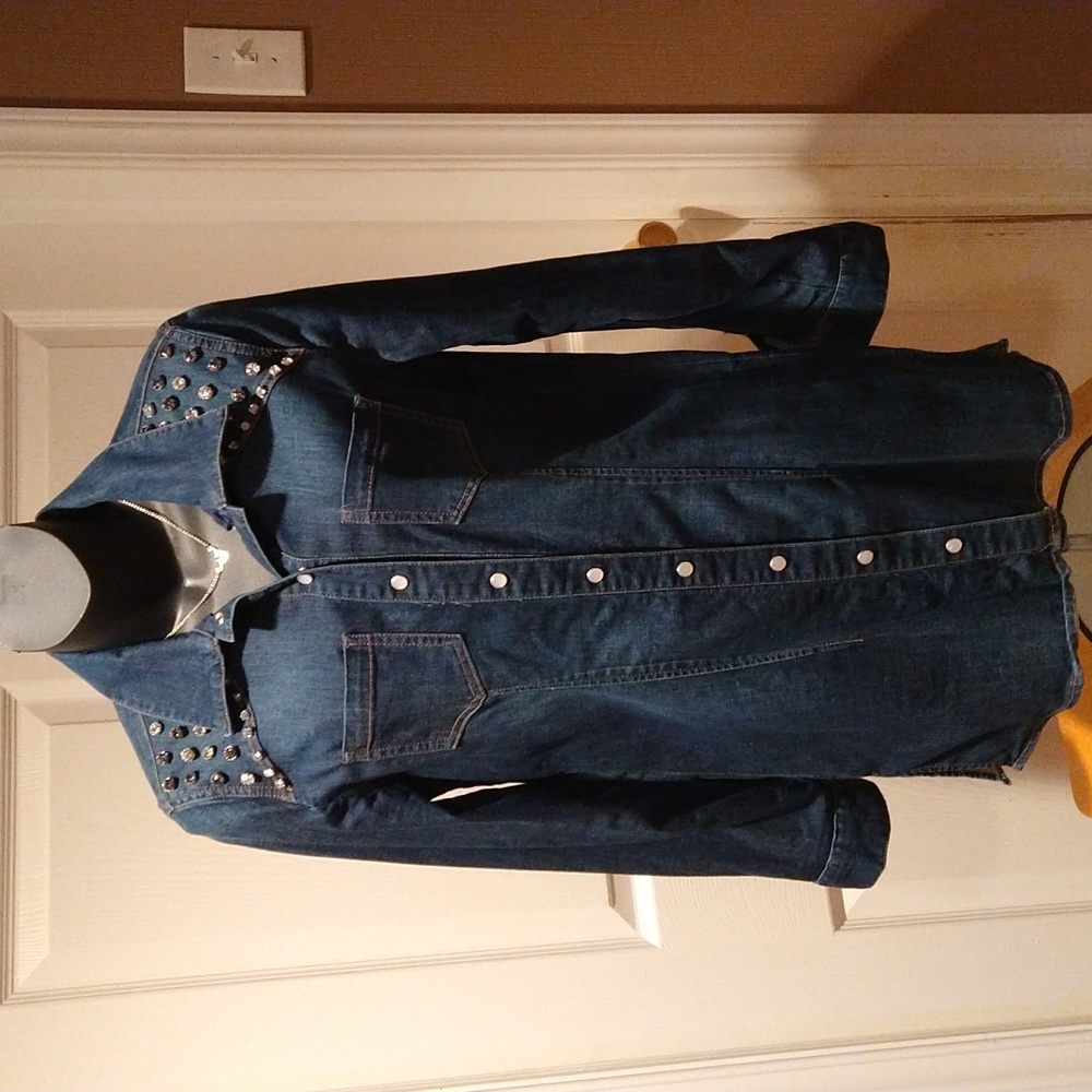 Chico's denim shirt with gems